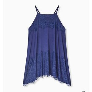 NWT TORRID SUPER SOFT NAVY & LACE SHARKBITE CAMI SIZE 1X
